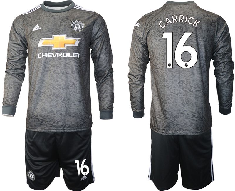 Men 2020-2021 club Manchester united away long sleeve #16 black Soccer Jerseys->barcelona jersey->Soccer Club Jersey
